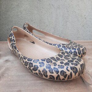 Crocs Leopard Print Flats Womens Size 7 Kadee Ballet Flats, Cheetah Animal Print